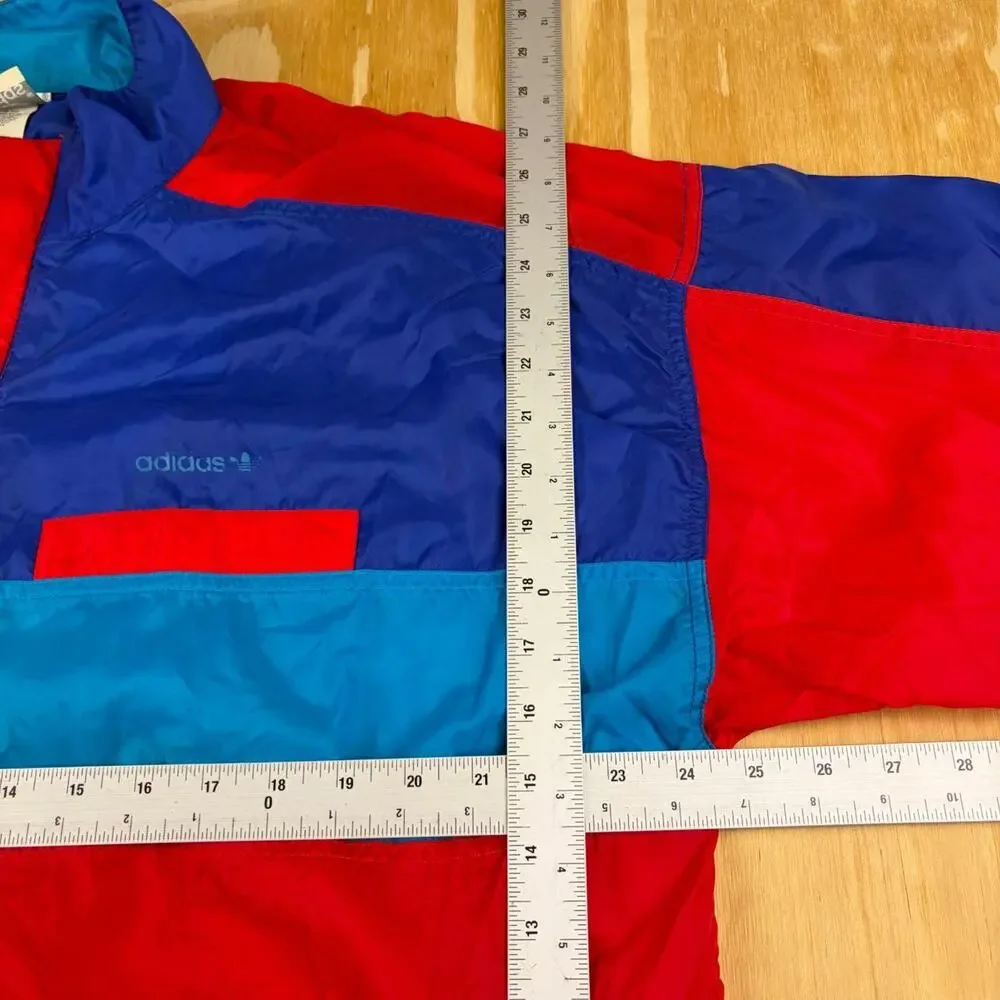 Vintage 90s Adidas Colorblock Windbreaker Festival Jacket – Red/Blue– Men’s XL